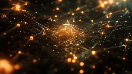 Poster - Abstract Digital Network with Glowing Particles and Connection Lines