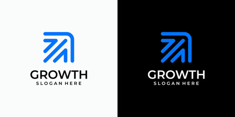 Aufkleber - Growth arrow vector logo design with modern, simple, clean and abstract style. Icon for business, technology and personal branding.