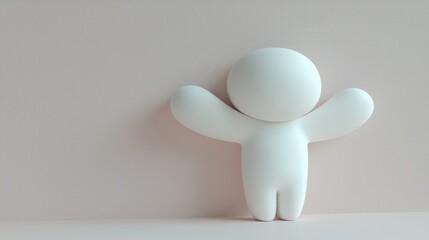 Poster - Minimalist White Figurine with Outstretched Arms on Neutral Background