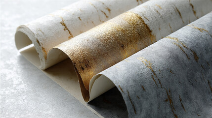 Poster - Elegant textured wallpaper with metallic gold accents and sophisticated mineral pattern