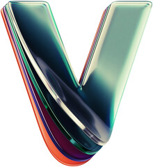 Poster - Abstract 3d rendered letter made of shiny glass layers
