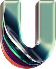 Poster - Abstract 3d rendered letter made of shiny glass layers