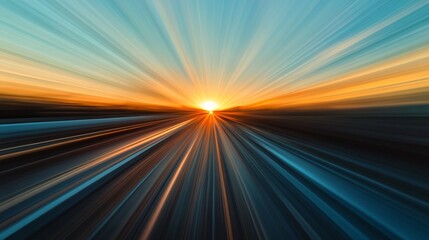 Poster - Speeding towards sunset with motion blur effect