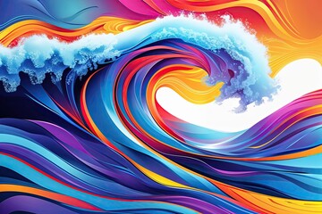 Poster - Dynamic Abstract Wave Art Featuring Smooth Curves and Energetic Flow