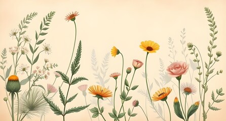  vintage wallart wildflower, wildflower wall decor, botanical wall hanging, floral antique decor, antique flower print, elegant botanical art