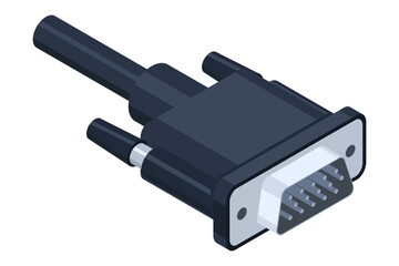 Fototapete - Isometric VGA port. Video graphics array. VGA connector. Connector and port. Computer hardware component. Vector illustration