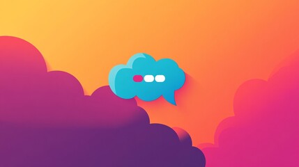 Aufkleber - Speech bubble showing typing status on abstract colorful background