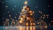 © AdorStudios - merry christmas and new year themed building construction concept showing festive spirit in modern industry business architecture and seasonal corporate greeting visuals
