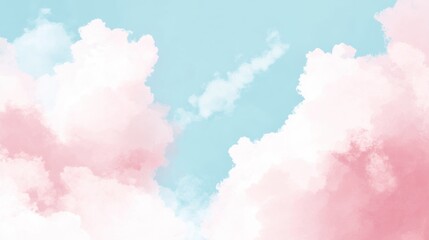 Poster - watercolor serenity a soothing background with pastel pink cloud formations against a gentle blue sky evoking calmness and ethereal beauty for a dreamy aesthetic