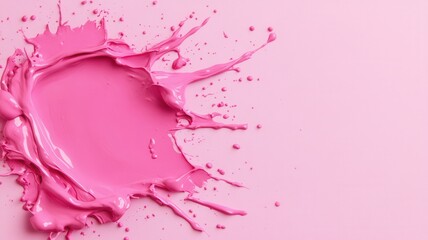 Poster - Vivid background, paint energetic splatters across a matching pink pink forming an dynamically and abstract visual