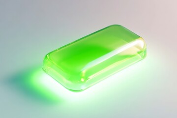 Poster - Futuristic neon green button with pulsing light effect for digital interface design