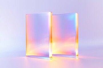Poster - Futuristic abstract holographic panels in gradient light for modern design