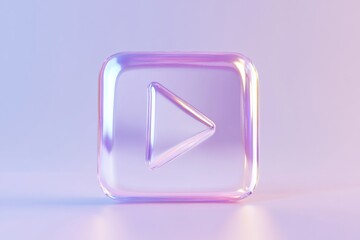 Poster - Abstract geometric design featuring a transparent video play button on gradient background