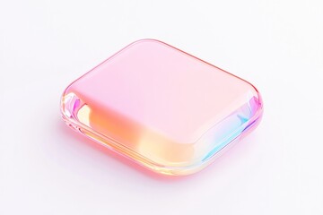 Poster - Vibrant iridescent gradient glass object on smooth white background for modern design projects