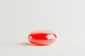 Poster - Glossy red abstract pebble shape - minimalist design for modern decor and artistic expression