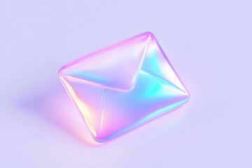 Poster - Futuristic 3d email notification icon with iridescent hues for digital communication designs