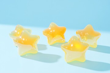 Poster - Shiny yellow stars on blue background for creative graphic design and decorations