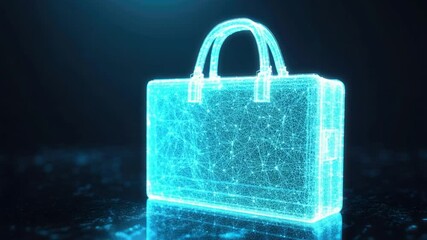 Poster - Futuristic Digital Briefcase with Glowing Lines and Nodes in a Dark Background Representing Technology and Innovation