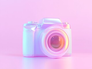 Poster - Lavender camera icon in glossy plastic finish - modern design for digital creativity