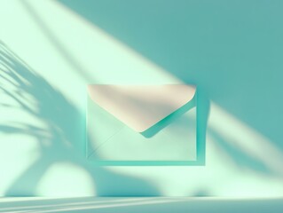 Poster - Minimalist design of a sky blue envelope icon with soft shadows
