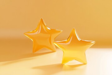 Poster - Glossy yellow stars on warm background for artistic design