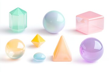 Poster - Vibrant geometric shapes in pastel colors for creative design projects
