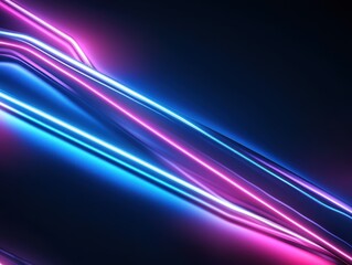 Poster - Vibrant neon lines in shades of blue and pink on a dark background