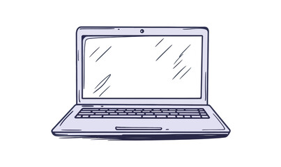 Poster - Minimalist Laptop Line Drawing Vector Illustration for Technology Concepts