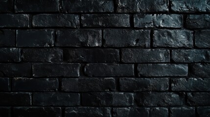 Poster - textured obsidian brickwork background showcasing a rustic surface and architectural element for moody and dramatic designs evoking strength and timelessness