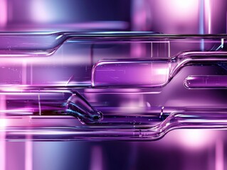 Fototapete - Abstract futuristic design with glowing purple and blue circuit patterns.