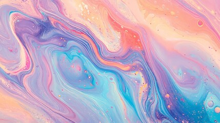 Abstract pastel swirl background with flowing colors of lavender blue peach and pink tones art design