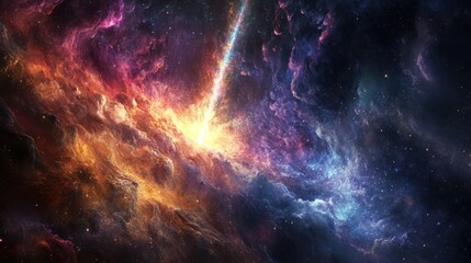 Wall Mural - A vivid and colorful depiction of a stellar nebula in space