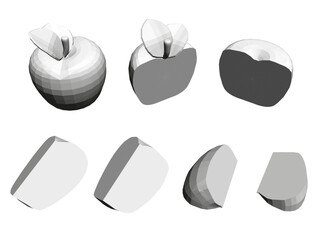 Poster - A series of apples, each one cut in half. The apples are all different sizes and shapes, with some being larger and others smaller. The apples are arranged in a row, with the first one on the left