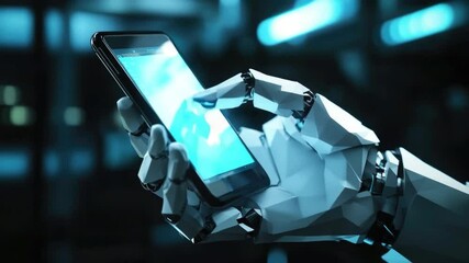 Poster - Robotic Hand Using Smartphone with Modern Technology and Futuristic Background