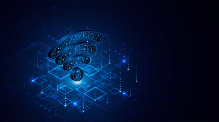 Aufkleber - Abstract wifi symbol. Concept of communication technology, internet signal or wireless connection.	