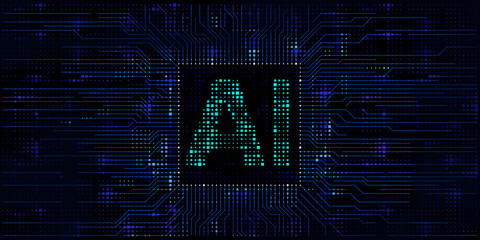 Poster - illustration of abstract stream. artificial intelligence. big data, technology, ai, data transfer, d