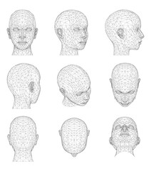 Poster - The image is a series of nine different faces, all of which are drawn in black and white. The faces are all different sizes and shapes, and they are all drawn with a very detailed and intricate style