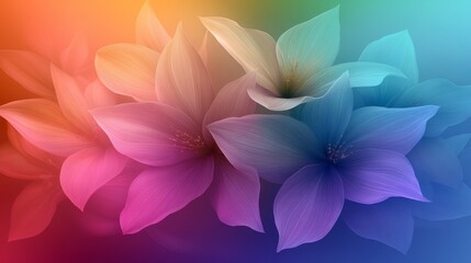 Poster - An abstract nature-inspired wallpaper design in a range of rainbow colors is illustrated in the image
