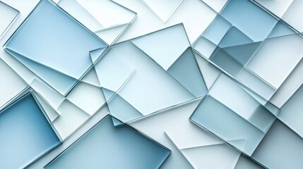 Fototapete - Overhead close-up features a creative arrangement of translucent glass squares layered above a gradient background, offering a contemporary abstract feel