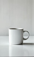 Aufkleber - White mug standing on a white glossy table rotates slightly, creating a sequence of frames ideal for mockup, showcasing its blank surface for design and customization