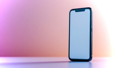 Poster - Minimalist smartphone on pastel beige background showcasing sleek design and modern conceptual art