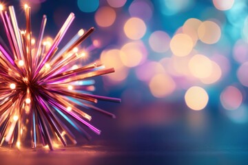 Poster - Close-up view highlights a metallic starburst with sharp, angular beams radiating outward, glowing against a dark gradient, ideal for abstract and modern themes