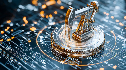 Poster - Oil extraction innovation digital platform 3d model industrial environment close-up view technology advancements