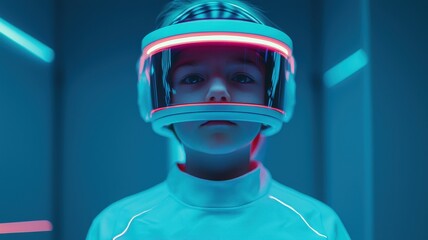 Poster - Futuristic action scene sci-fi realm digital artwork neon environment close-up viewpoint technology concept