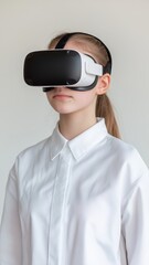 Poster - Exploring virtual reality experiences indoor space digital technology modern environment close-up view innovation