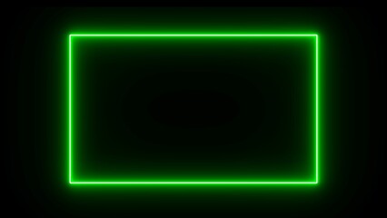 Wall Mural - light glowing Neon green color picture frame rectangle image icon. Abstract glowing neon rectangle frame icon.