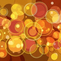 Poster - Golden Orb Symphony: A Harmonious Blend of Circles, Spheres, and Radiant Amber Tones in a Warm Abstract Design