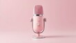 © kiimoshi - A stylish pink microphone stands on a smooth surface, encapsulating modern design and functionality. Perfect for podcasters, streamers, and audio enthusiasts. Elevate your sound!
