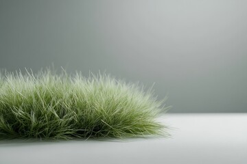 Leinwandbilder - A single green grassy mound stands out sharply against a pure white background, offering modern aesthetics and ample space for creative text overlay