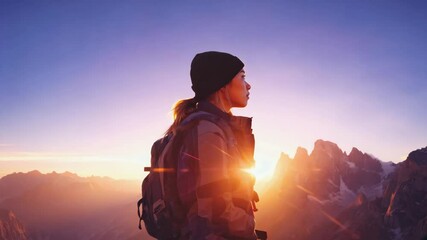Poster - silhouette of a man on a mountain top